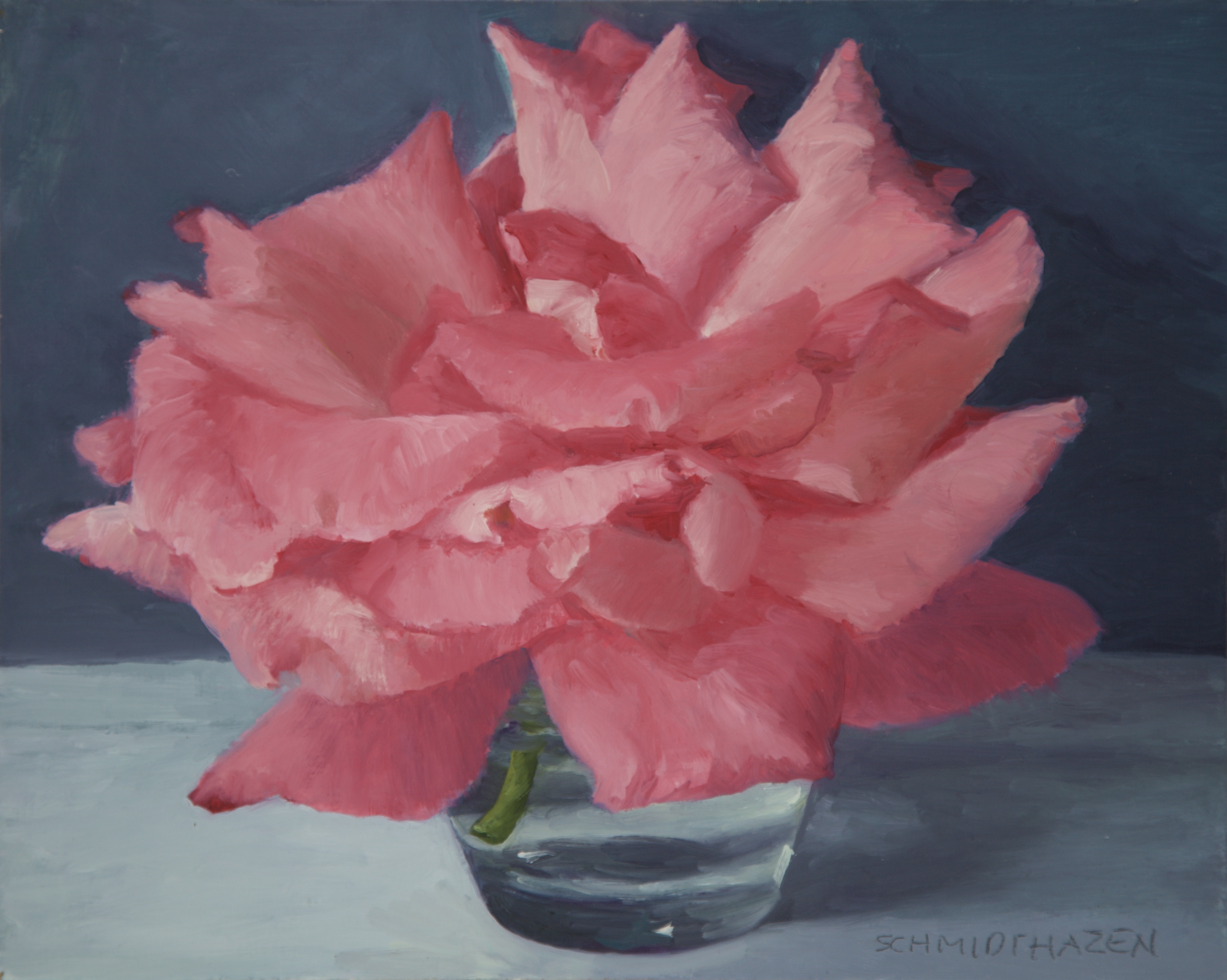 dark pink rose in vichy jar