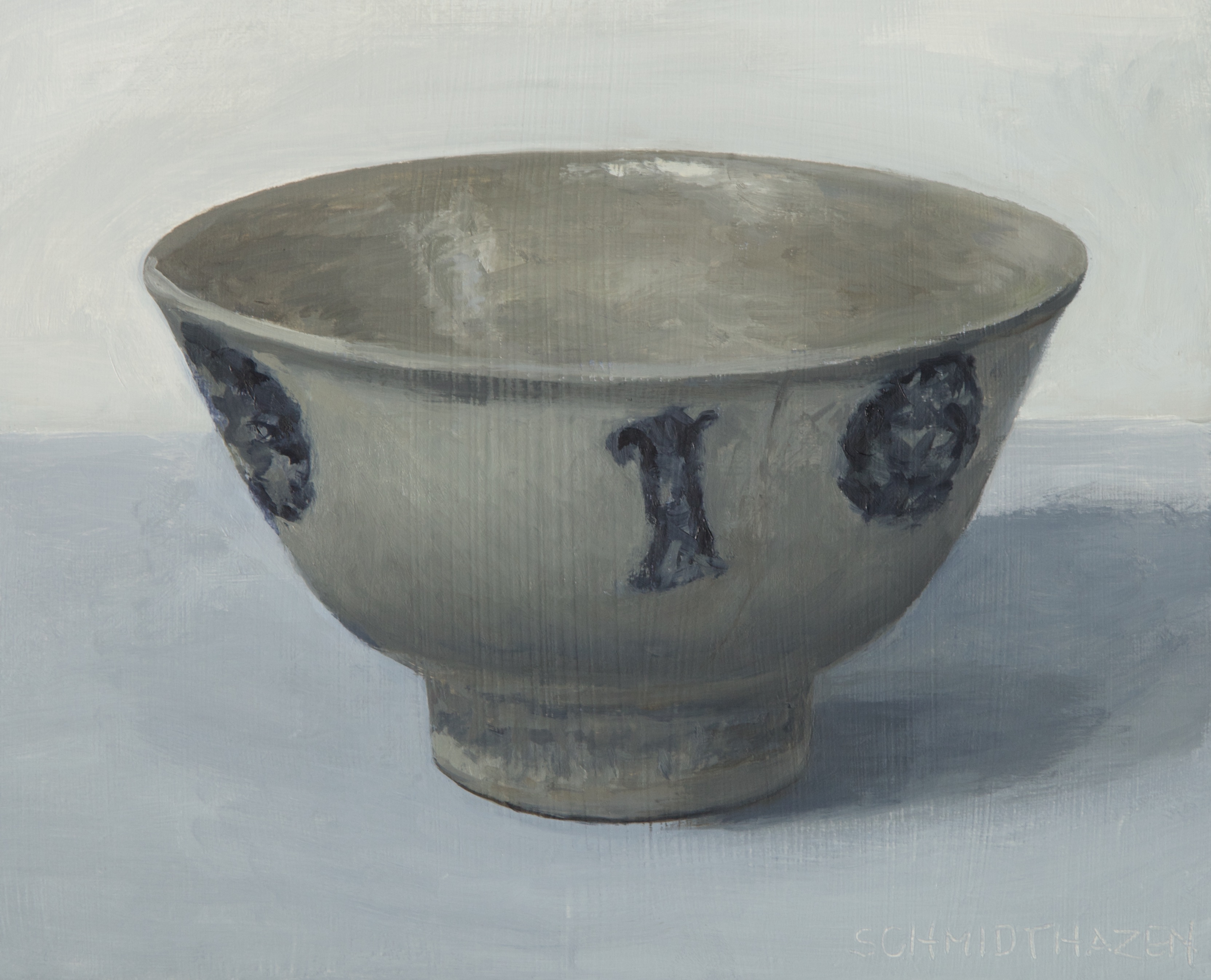 Grayish Bali bowl with dark blue design